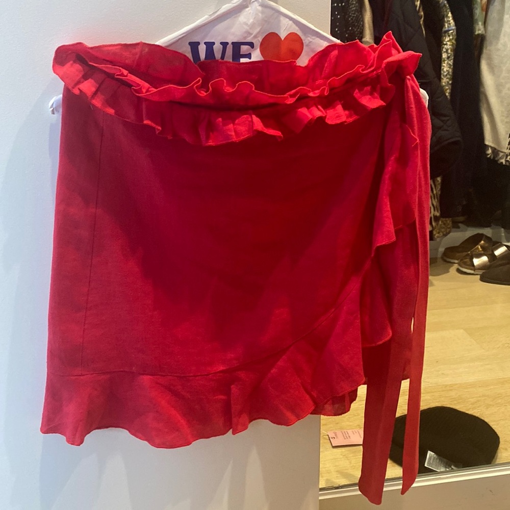 Chosen by Tuchuzy Linen Wrap Mini Skirt